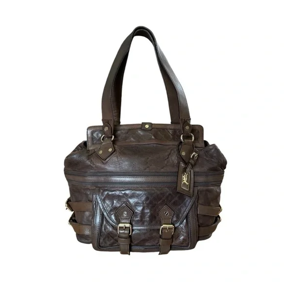 L.A.M.B. By Gwen Stefani Holloway Satchel Bag Style 2207 Brown w Gold Hardware - Picture 2 of 12